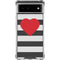 Black And White Striped Heart Google Pixel 6 Clear Case